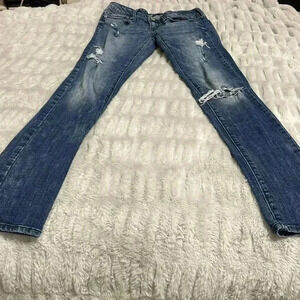 American Eagle Outfitters Women's Distressed Skinny Jeans - Blue